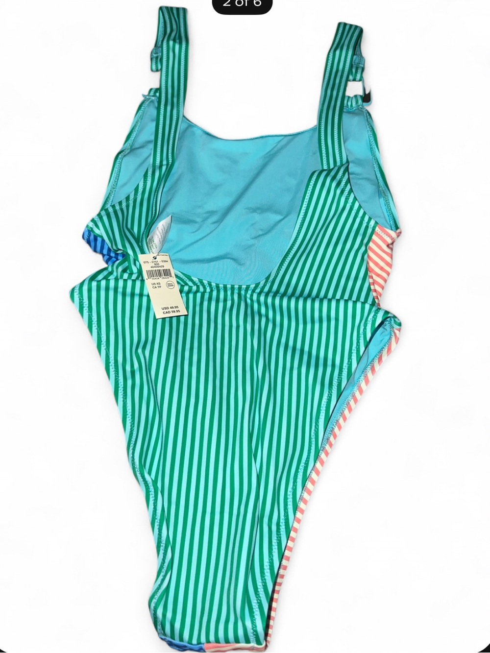 aerie Striped Colorblock One-Piece Cheekiest Swimsuit - Picture 2 of 6
